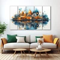 The Castle Decor Secularism Wall Art Set of 5 Digital Painting 27x48 Inch (Style 2)