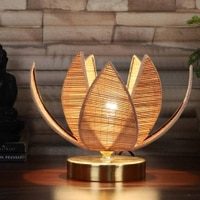 Winston Rose Bamboo table lamp with Gold Wood Base