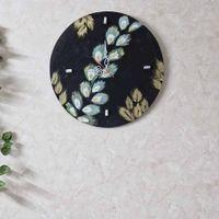 Ovolo Black Colour nEngineered Wood Handpained leaf vine wall clock by Disoo Fashions