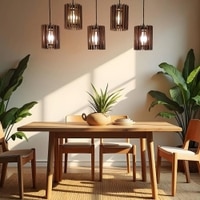 Ventus 5 Series Brown Solid Wood Cluster Hanging Light