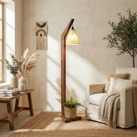 Charles Beige Jute Floor Lamp with Beige Jute Base