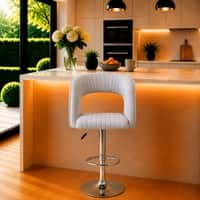 Doe Buck Adjustable Upholstered Bar Stool in Grey Colour with Chrome Base