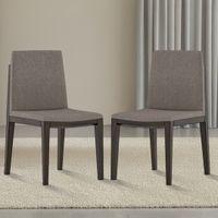 Galatea Dining Chair Set Of 2 Teak In American Walnut Finish With Grey Colour Fabric