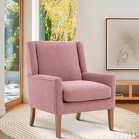 Leston Boucle Fabric Lounge Chair in Pink Colour