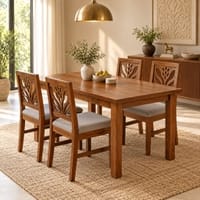 Globally Indian Ankura Solid Sheesham Wood 4 Seater Dining Table Set 4 Chairs Grey