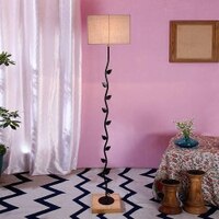 Edythe Grey Cotton Shade Floor Lamp