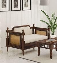 Rattan Solid Wood 2 Seater Sofa in Provincial Teak Finish
