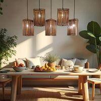 Trikona 5 Series Brown Solid Wood Cluster Hanging Light