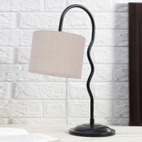 White Jute Zig Zag Curvy table lamp with Iron Base (SP31)