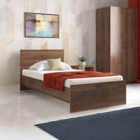 Zoey Non Storage Single Bed In Classic Walnut Finish