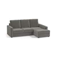 Apollo Compact Sofa (Colour : Ash Grey Velvet, Cushion : Hard, Back Type : High Back, Seating Capacity : Right Aligned 2 Seater + Right Aligned Chaise)