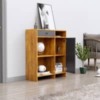 Hexa Red Multipurpose Storage Cabinet With 1 Drawer 1 Door in Giant Wood And Slate Grey Colour