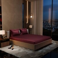 Stoa Paris 300TC UltrSatin King Bedsheet Set Satin King Velvet Wine