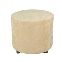 Lisbon Solid Wood Ottoman Pouffee in Ivory Sparkle Velvet