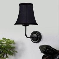 Devansh Black Wall Mounted Lamp With Black  Cotton Shade