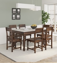 Uri Six Seater Dining Table with Six Chairs & With Porcelain Top