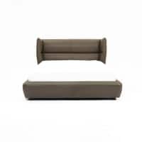 Bronze Leather Double  Size Bed Without Storage (Brown Colour)