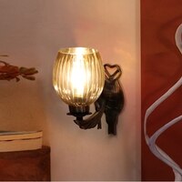 Devansh Metal Electric Wall Light in Antique gold Colour with Lavender Shade Count of 1 Light