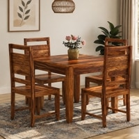 Delmonico 4 Seater Dining Set In Warm Walnut Finish