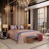Stoa Paris Satin Bedsheet for Super King Bed (274 cm x 274 cm) with 2 Pillow Covers heet for Chateau Charisma Champagne