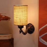 Devansh Metal Electric Wall Light in Antique Gold Colour with White Shade Count of 1 Light