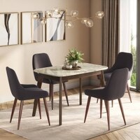 Lunar Grey Mirage Stone 4 Seater Dining Table With Rickman Lounge Chairs