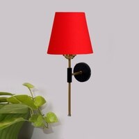 Devansh Metal Electric Wall Light in Black Colour with Red Shade Count of 1 Light