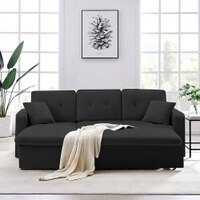 William Solid Wood Sofa cum Bed in Black