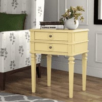 Maze Mango Wood Side and End Table in Yellow Finish