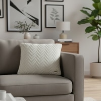 Elsa Ivory Cotton Knitted Cushion Cover 16X16  Inches