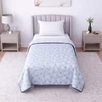 Blue Floral Dohar Reversible Cotton 300 Gsm Single Bed 240 X 160 Cms