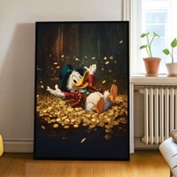The Castle Decor Cartoon Millionaire Duck Wall Art Framed Painting 20x30 Inch