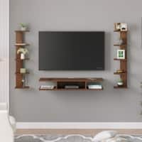 BLUEWUD Estoye Standard Engineering Wood Wall Mount TV Entertainment Unit Set Top Box Stand/TV Cabinet Panel with Shelves for Books & D�cor Display Unit, Ideal for 50� (Brown Maple)