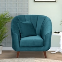 Nilo Velvet 1 Seater Sofa Teal in Blue Colour