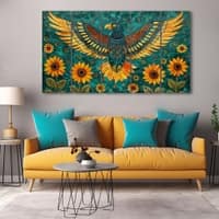 The Castle Decor Birds Art Wall Painting Wooden Framed 27x48 Inch