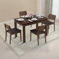 Diner - Lawson 4 Seater Dining Table Set (Colour- Dark Brown, Finish- Dark Walnut)