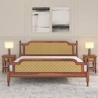 Malacca Solid Wood King Size Non Storage Bed In Honey Oak Finish 72x78 inch