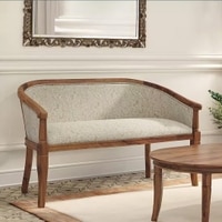 Florence Loveseat 2 Seater In Teak Finish With Monochrome Paisley Colour