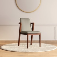 Harper Solid Wood Single Dining Chair In Honey Finish with Taupe Leatherette Colour