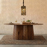 Helter Veneer 6 Seater Dining Table in Brown Finish