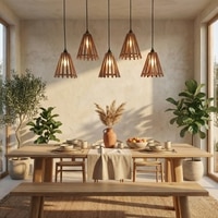 Funnel 5 Series Brown Solid Wood Cluster Hanging Light