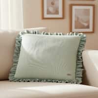 Ruffle Pistachio Green  And Olive Cotton Cushion Cover 16X16  Inches