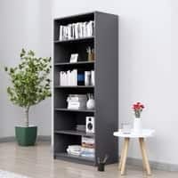 Hexa Engineered Wood Bookshelf Multipurpose Storage Rack in Slate Grey Colour