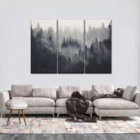 Truss Black Grey Pieces Misty Forest Mountain Canvas Canvas Wall Prints Set of 3 Multicolor Matte