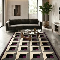 Presto Grey Geometric Hand Tufted Wool Carpet 6X9 Feet