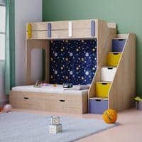 Pattern Dreams Bunk Bed with Storage in Oak Colour BKBB016