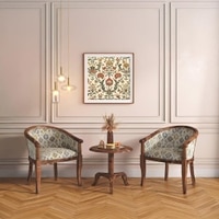 Florence ArmChair in Mustard Mist Ikat Colour and Teak Finish