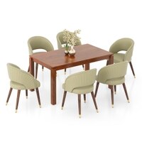 Atlas Solid Wood 6 Seater Compact Dining Table With 6 Celia Dining Chair
