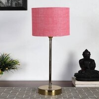 Pink Jute with Metal Gold Table Lamp