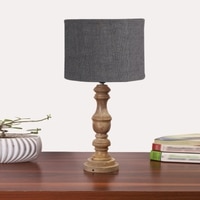 Devansh Grey Jute   Table Lamp With  Wood Natural Base (7X17.5 Inches)-17